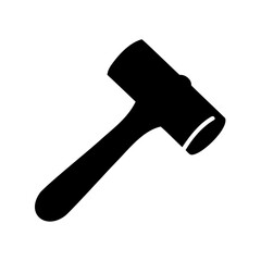 An isolated black silhouette of a mallet tool, angled on a white surface