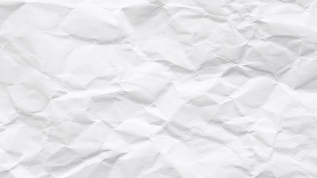 Animated white clean empty crumpled paper background, realistic folded note sheet texture stop motion, blank crushed page effect, back to school study backdrop animation, old business idea design