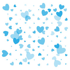 Seamless pattern of simple blue hearts on a white background. Festive background for Valentine's day. Design for wrapping paper or fabric. Vector EPS 10.