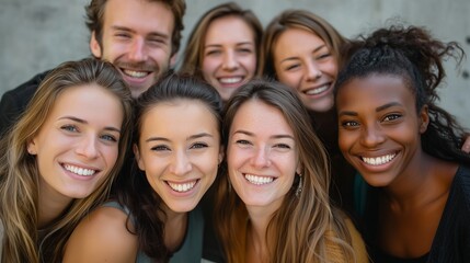 Diverse Group of Young Friends Smiling Outdoors