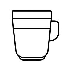 Outline drawing of a coffee mug for hot beverages and drinks vector graphic design element illustration