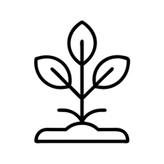 Outline drawing of a plant sprouting from soil for gardening or agriculture concepts vector