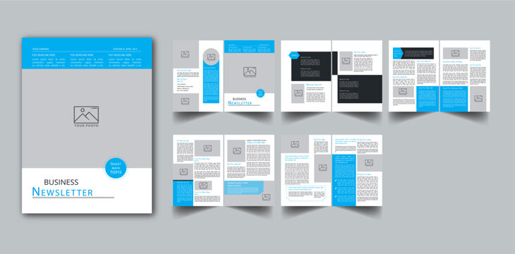 The Newsletter Template 10 Page layout design With Cover page / Weekly Newsletter, Monthly Newsletter, Daily Newsletter