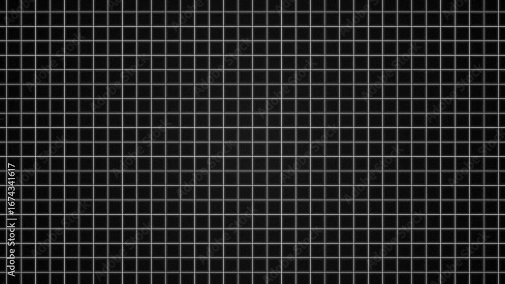 Aufkleber dark grid with monochrome film grain effects, retro skip frame style square line pattern with subtle