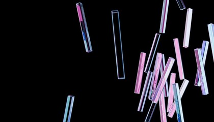 Abstract Glass Rods Composition: An abstract composition features translucent glass rods gracefully suspended against a stark background, bathed in an ethereal glow.