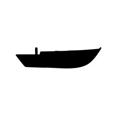 Silhouette of a fishing boat or small watercraft against white background