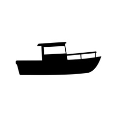 Silhouette of a cabin cruiser boat on a white background, side view © Atique62