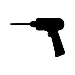 Silhouette of a drill on a white background for construction work