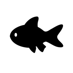 Simple Black Silhouette of a Fish with Fins and a Tail