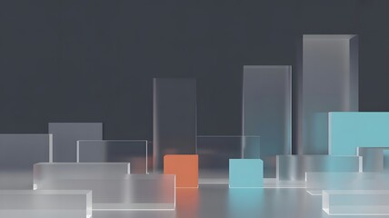 Abstract 3d geometric shapes representing growth and progress with a modern minimalist aesthetic