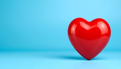 Red heart with blue background.