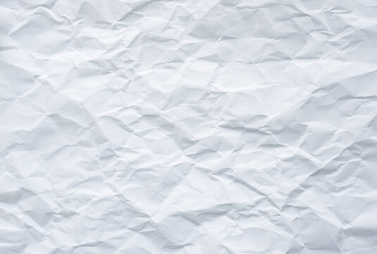 White clean empty crumpled paper background, realistic folded note sheet texture, blank wrinkled crushed notebook page effect, back to school study concept, abstract old business craft idea document