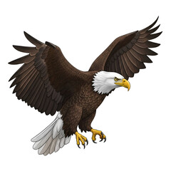 Obraz premium Majestic Eagle Soaring High Above, Wings Spread Wide, on Transparent Background