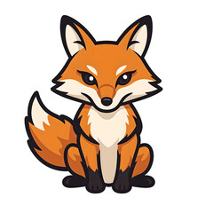 Obraz premium Stylized cartoon fox with sharp geometric lines bold colors in a modern graphic design style, isolated