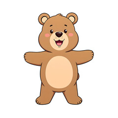 Fototapeta premium Adorable cartoon bear in pastel colors exuding joy with a big grin Perfect for childrens designs and projects, isolated