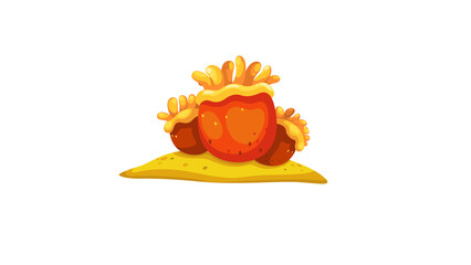 PNG Cartoon underwater sea landscape constructor with fishes and ocean animals, vector undersea world. Underwater coral reef characters of octopus with turtle,