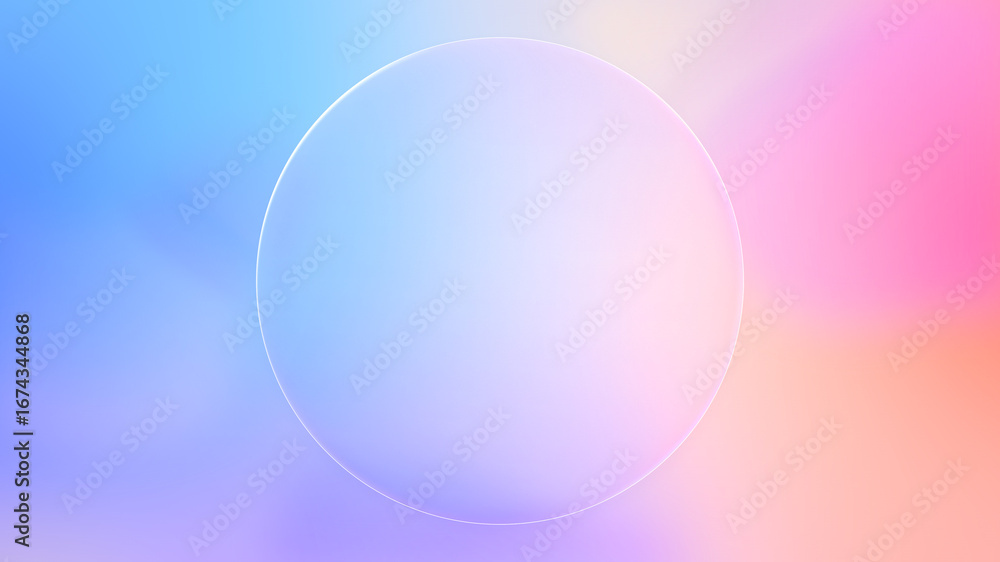 Aufkleber beautiful transparent circle glass frame background, realistic blank liquid glassmorphism user inter