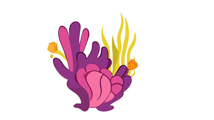 PNG Cartoon underwater sea landscape constructor with fishes and ocean animals, vector undersea world. Underwater coral reef characters of octopus with turtle,