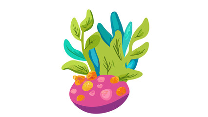 PNG Cartoon underwater sea landscape constructor with fishes and ocean animals, vector undersea world. Underwater coral reef characters of octopus with turtle,