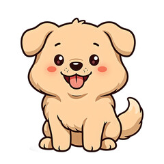 Fototapeta premium Adorable chibi style cartoon dog with a big happy tongue and wagging tail perfect for adding joy and playfulness to your projects, isolated