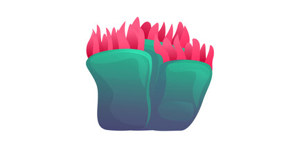 PNG Cartoon underwater sea landscape constructor with fishes and ocean animals, vector undersea world. Underwater coral reef characters of octopus with turtle,