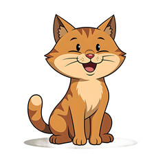 Fototapeta premium Whimsical cartoon cat with clean lines retro 1960s style exuding happiness and serenity Perfect for a playful touch in designs, isolated