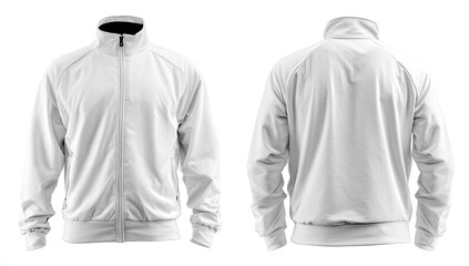 Blank white zip-up track jacket, front and back views (1)