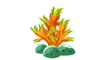 PNG Cartoon underwater sea landscape constructor with fishes and ocean animals, vector undersea world. Underwater coral reef characters of octopus with turtle,