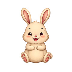 Obraz premium Adorable felt textured bunny with a small smile exuding joy Perfect for bringing a whimsical touch to your projects, isolated