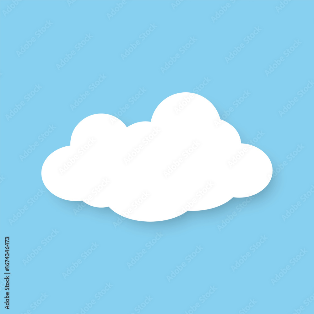Fototapete silhouette of a flat cloud with a shadow on a blue background. design elements for weather forecasti