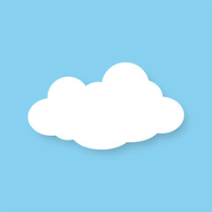 Silhouette of a flat cloud with a shadow on a blue background. Design elements for weather forecasting, web interface, or cloud applications for data storage. Vector EPS 10.