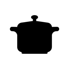 Minimalist black silhouette of a pressure cooker with locking lid and side handles