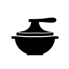 Minimalist black silhouette of a salad spinner symbolizing fresh vegetable preparation