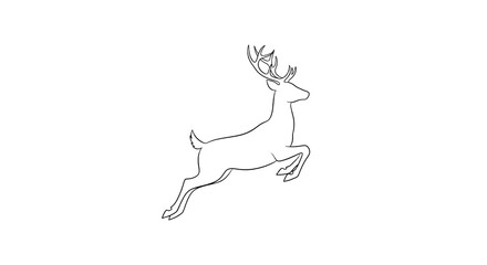 Leaping Deer Outline on Black Background