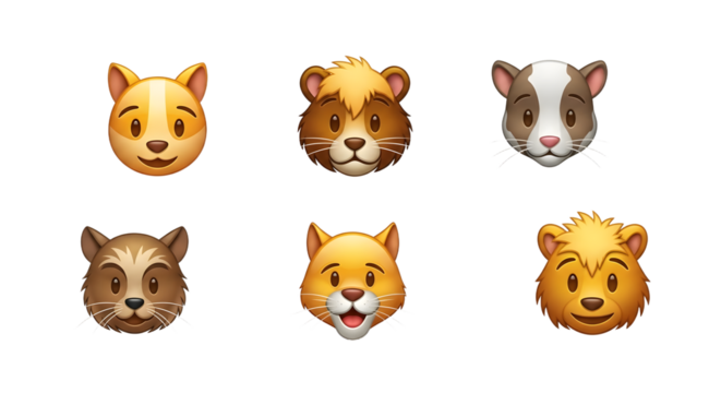 Cute Animal Emoji Faces Set