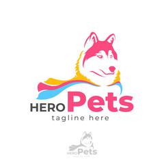 Hero Pets Logo Design - Husky Mascot Branding.