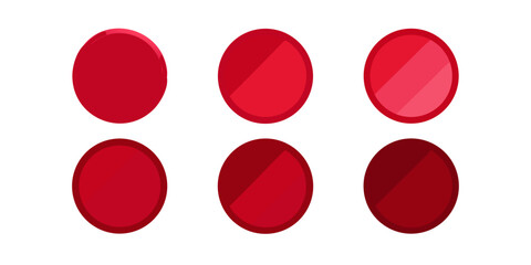 Red circle set design element with color shades and gradient effect for graphic design and web design use
