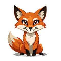 Obraz premium A modern bold cartoon fox with sharp geometric lines and vibrant colors perfect for trendy designs and playful themes, isolated