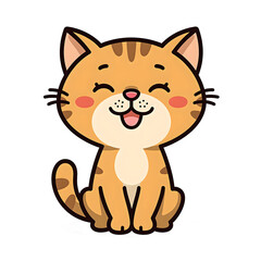 Fototapeta premium Vector cartoon cat with a joyful expression in a sleek flat design Perfect for pet lovers and modern aesthetics, isolated