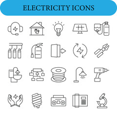 Collection of hand drawn electricity and energy icons