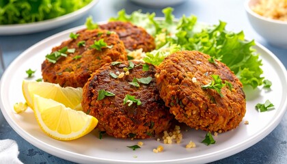 Turkish Mercimek Köftesi Lentil Patties with Herbs. Healthy Vegetarian Food