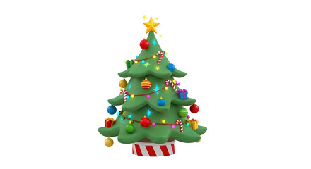 Obraz premium Festive 3D Christmas Tree Illustration