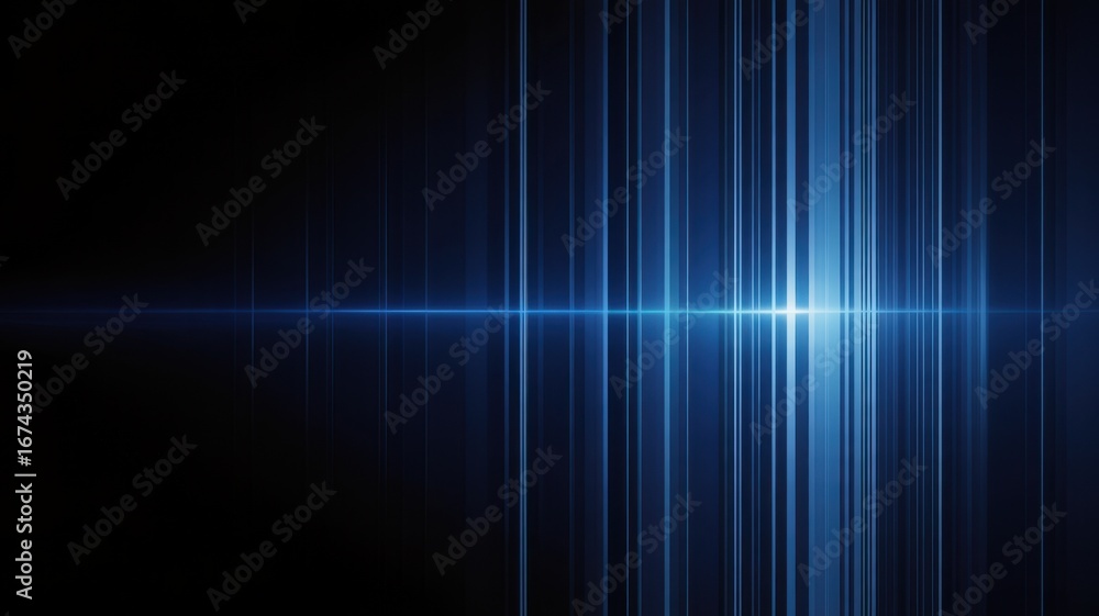 Poster abstract blue light lines: a captivating visual of dynamic, vertical blue light lines against a dark