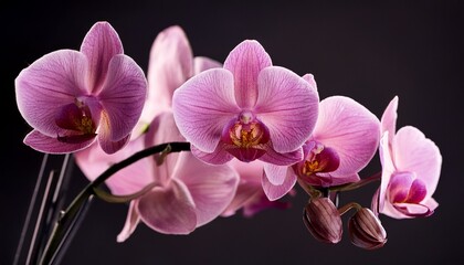 Obraz premium delicate pink orchid flower blooming dark background