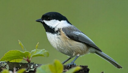 Obraz premium Black and white bird perched on branch