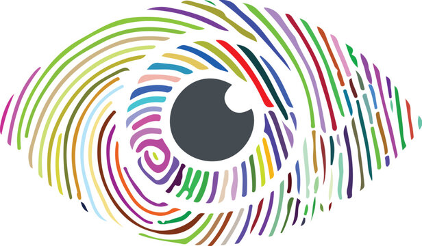 Colorful eye fingerprint pattern iris pupil