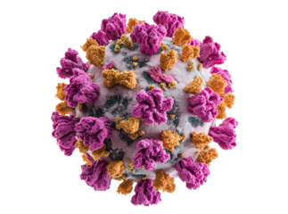 Microscopic view of coronavirus sars-cov-2 virus particle, Isolated On Transparent Background