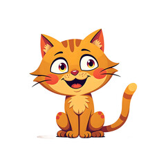 Obraz premium Cheerful cartoon cat with sleek lines vibrant colors and modern style Perfect for adding a playful touch to your projects, isolated