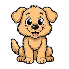 Obraz premium Adorable hand drawn fluffy cartoon dog with expressive eyes and wagging tail exuding joy and charm, isolated