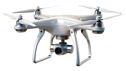Modern drone with camera isolated on transparent background, showcasing advanced aerial technology for remote control flight and highquality video capture